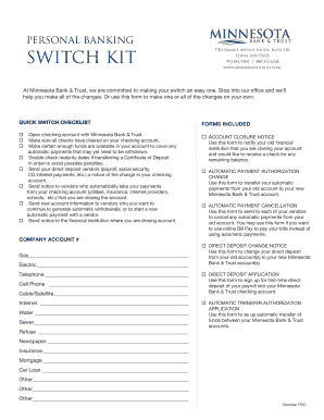 Minnesota Bank & Trust Account Switch Kit