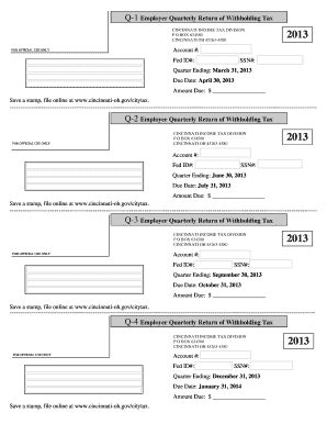 Cincinnati Q-1 Employer Quarterly Return of Withholding Tax