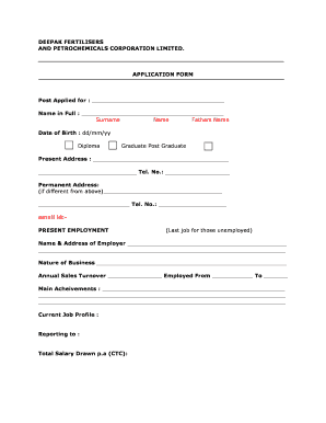 Deepak Fertilizers and Petrochemicals Corporation Limited Application Form