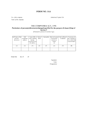 Form 1AA Director Consent