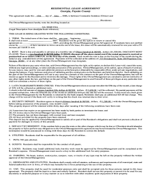 Georgia Residential Lease Agreement