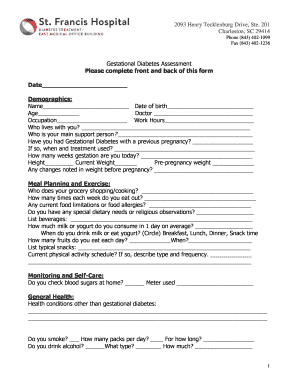Gestational Diabetes Assessment Form