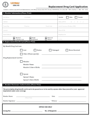 Replacement Drug Card Application