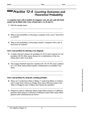 Pre-Algebra Practice Worksheet