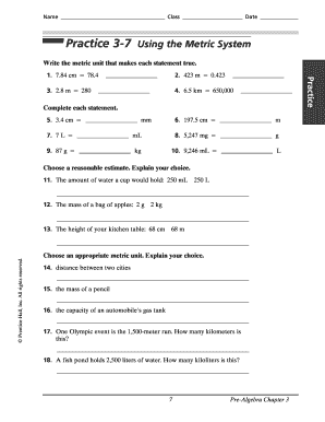 Metric prefix chart - Practice 3-7 Using the Metric System - sasd