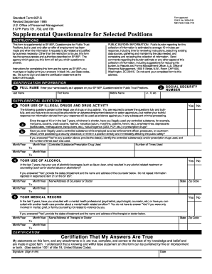 Supplemental Questionnaire for Selected Positions