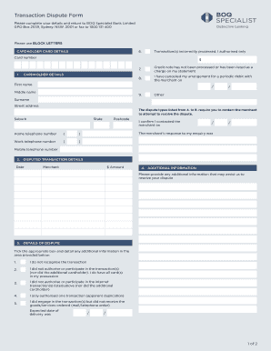 Transaction Dispute Form