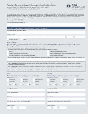 Foreign Currency Deposit Accounts Application Form
