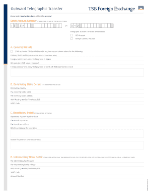 Outward Telegraphic Transfer Form