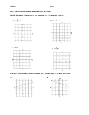 Algebra I Direct Variation Worksheet