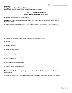 AP Biology Guided Reading Questions
