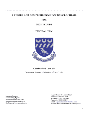 Nightclub Insurance Proposal Form