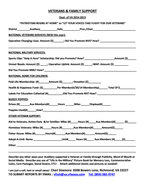 Veterans Support Report Form