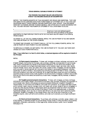 Texas General Durable Power of Attorney