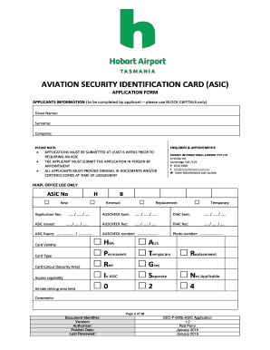 Aviation Security Identification Card Application