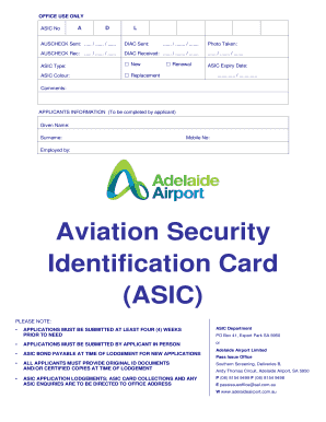 Aviation Security Identification Card Application