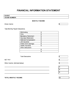 Financial Information Statement