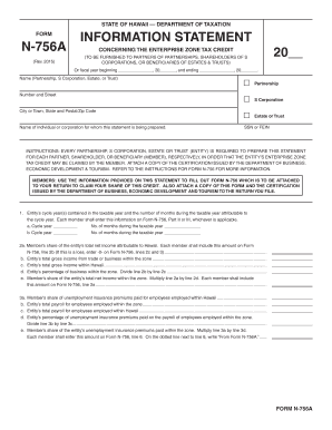 Hawaii Enterprise Zone Tax Credit Statement