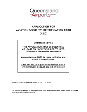 Aviation Security Identification Card Application