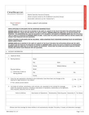 Media Liability Application