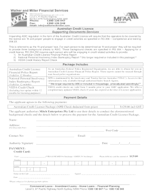Australian Credit Licence Application Form