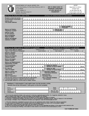 Malta VAT Form 007