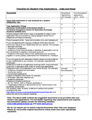 Student Visa Application Checklist - India and Nepal