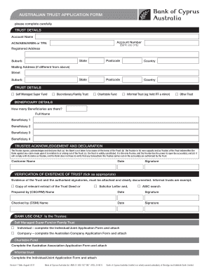 Australian Trust Application Form