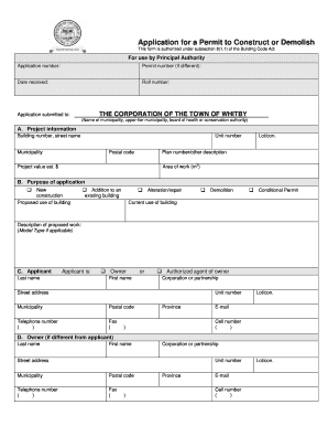 Application for a Permit to Construct or Demolish