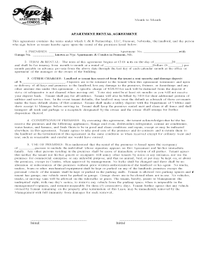 Month to Month Apartment Rental Agreement