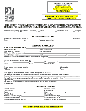Rental Application Form