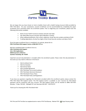 Fifth Third Bank HSA Enrollment Form
