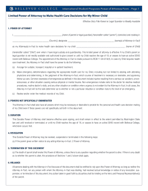 International Student Health Care Power of Attorney