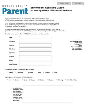 Fillable Online Enrichment Activities Guide - HVParentcom Fax Email Print - pdfFiller