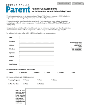 Family Fun Guide Form