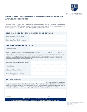 SMSF Trustee Company Maintenance Service Application Form