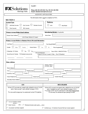 FX Solutions Australia Retail Wholesale Questionnaire