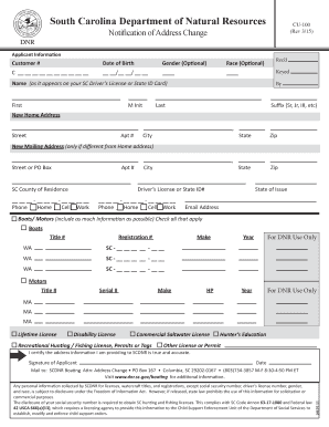 South Carolina Boating Address Change Notification