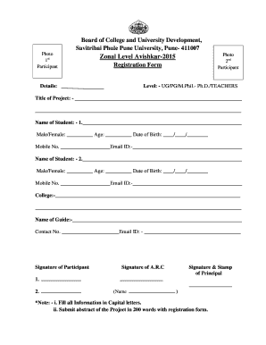 Avishkar-2015 Participant Registration Form