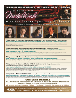 2014-2015 Tucson Symphony Ticket Order Form