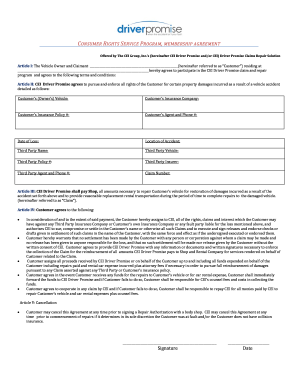 Consumer Rights Service Program Membership Agreement
