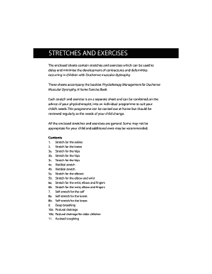 Duchenne Muscular Dystrophy Exercise Sheets