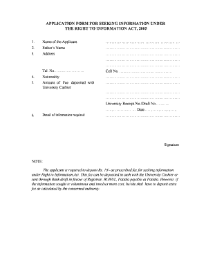 Right to Information Application Form