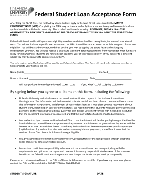 Federal Student Loan Acceptance Form