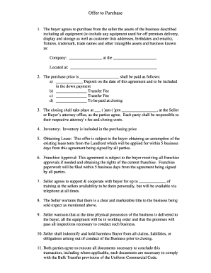 Offer to Purchase Business Agreement