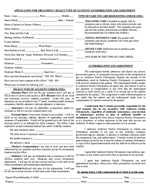Chiropractic Care Application Form