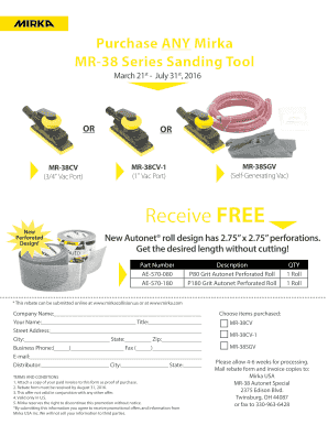 Thank you for purchasing note - Purchase ANY Mirka MR-38 Series Sanding Tool