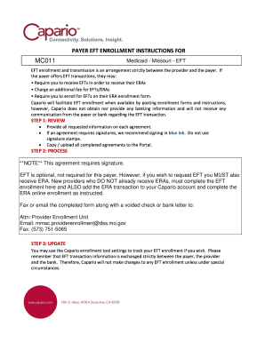 Missouri Medicaid EFT Authorization Agreement