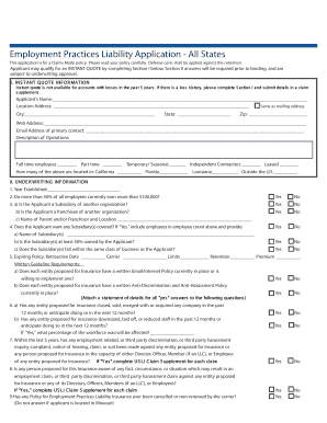 Employment Practices Liability Application
