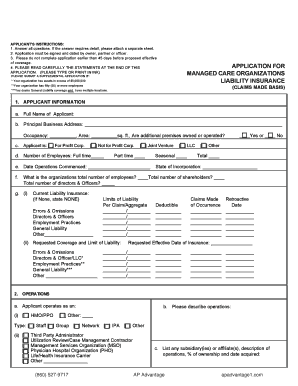 Liability Insurance Application Form